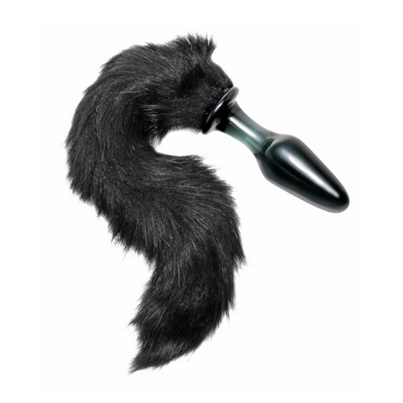 Midnight Fox Glass Anal Plug with Tail